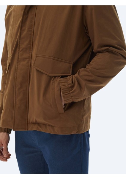 Açık Kahve Oversize Fit Dik Yaka Casual Dokuma Mont indirimleri