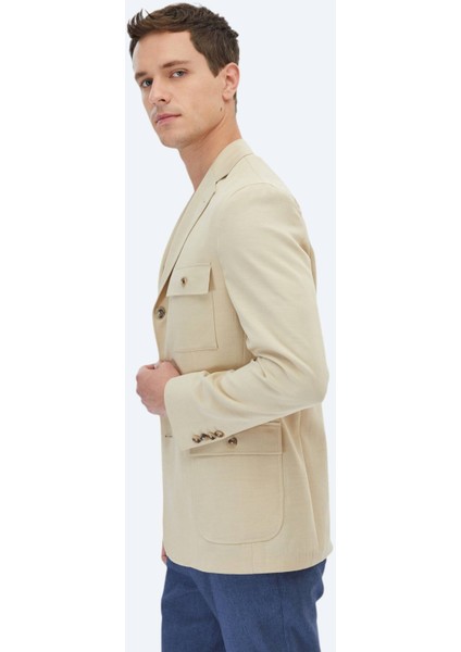 Bej Düz Modern Fit Ceket