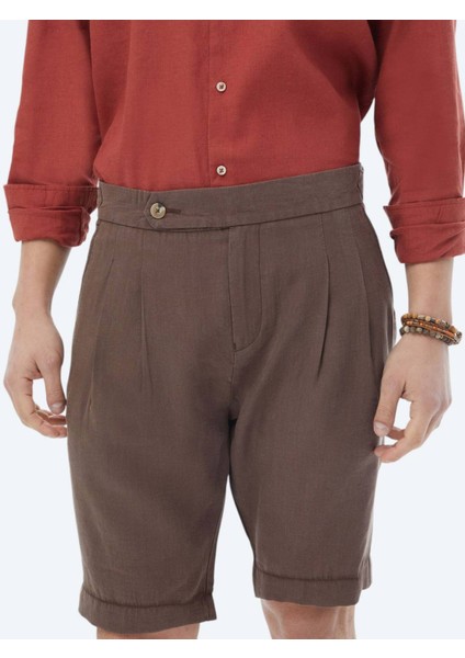 Kahverengi Dokuma Carrot Fit Casual Bermuda modelleri