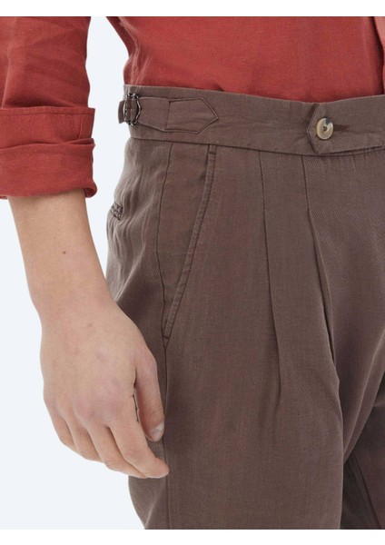 Kahverengi Dokuma Carrot Fit Casual Bermuda fırsatları
