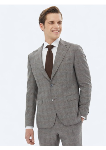 Gri Mikro Modern Fit Takım Elbise