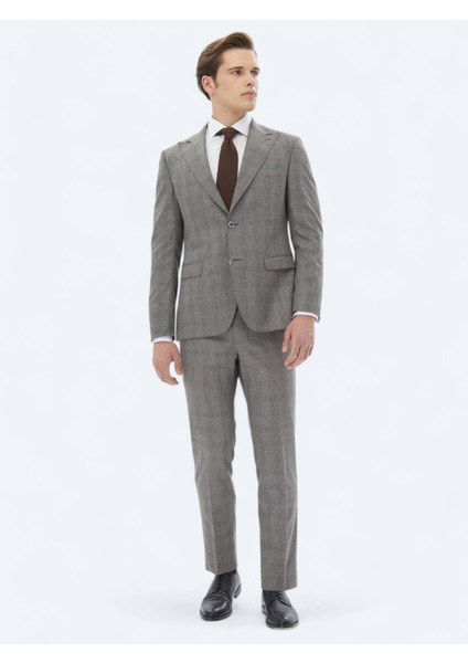 Gri Mikro Modern Fit Takım Elbise