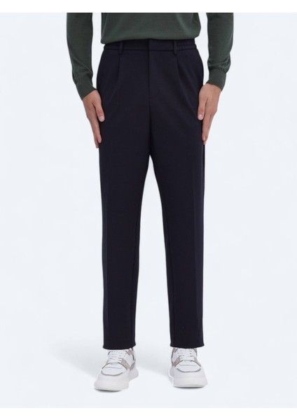 Lacivert Örme Carrot Fit Casual Pantolon
