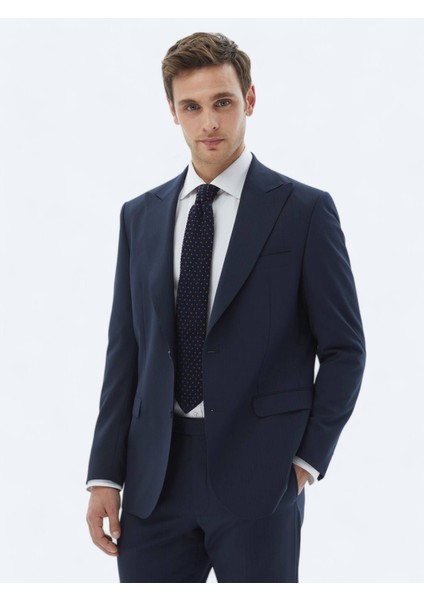 Lacivert Çizgili Comfort Fit Takım Elbise modelleri