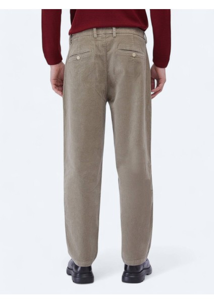 Bej Dokuma Loose Fit Kadife Casual Pamuk Karışımlı Pantolon fırsatları