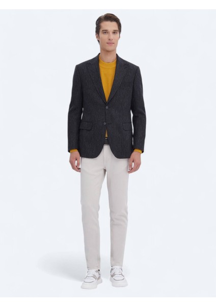 Antrasit Desenli Modern Fit Yün Karışımlı Ceket fiyatları