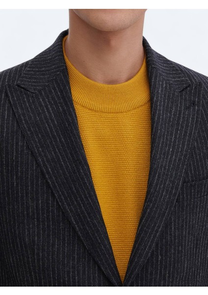 Antrasit Desenli Modern Fit Yün Karışımlı Ceket modelleri