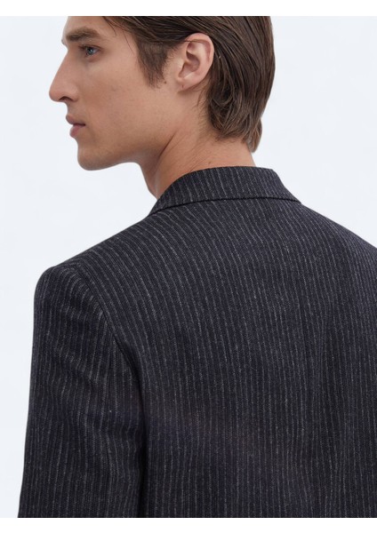 Antrasit Desenli Modern Fit Yün Karışımlı Ceket indirimleri