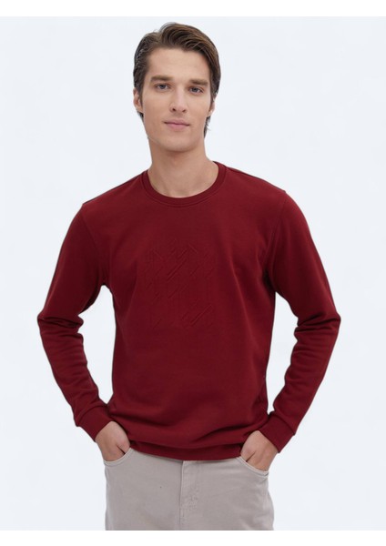Kırmızı Bisiklet Yaka Baskılı Sweatshırt modelleri