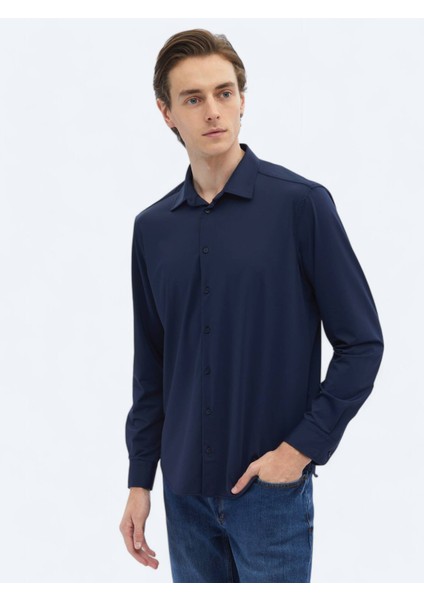Lacivert Düz Regular Fit Casual Gömlek modelleri