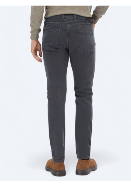 Antrasit Dokuma Slim Fit Casual Pamuk Karışımlı Pantolon