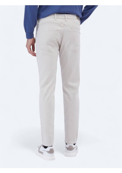 Gri Dokuma Slim Fit Casual Pamuk Karışımlı Pantolon