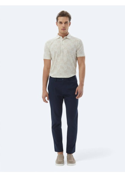 Lacivert Düz Dokuma Regular Fit Casual Pamuk Karışımlı Pantolon