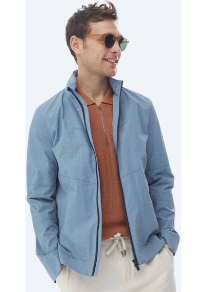 Mavi Regular Fit Gizli Kapüşon Casual Dokuma Mont