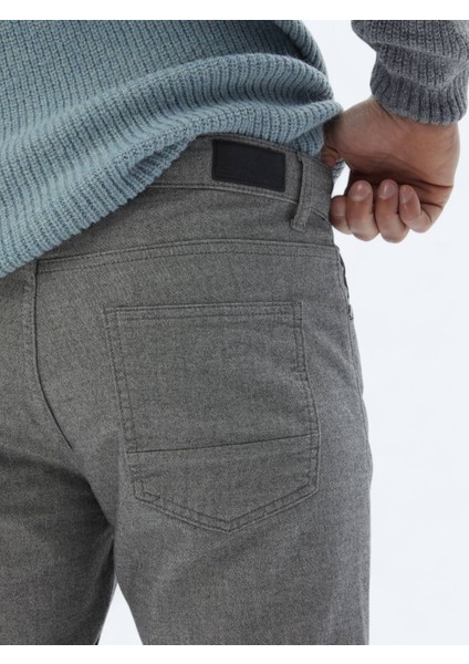 Gri Dokuma Slim Fit Casual Pamuk Karışımlı Pantolon fırsatları