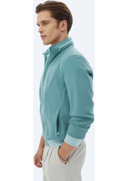 Koyu Mint Regular Fit Dik Yaka Casual Dokuma Mont modelleri