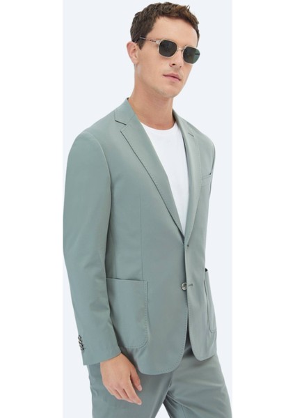 Nil Yeşili Düz Modern Fit Takım Elbise