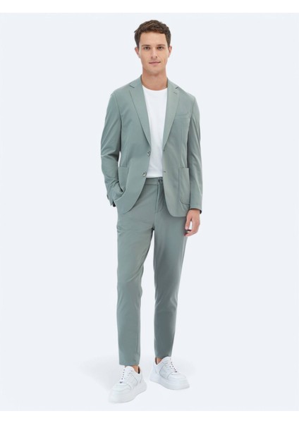 Nil Yeşili Düz Modern Fit Takım Elbise