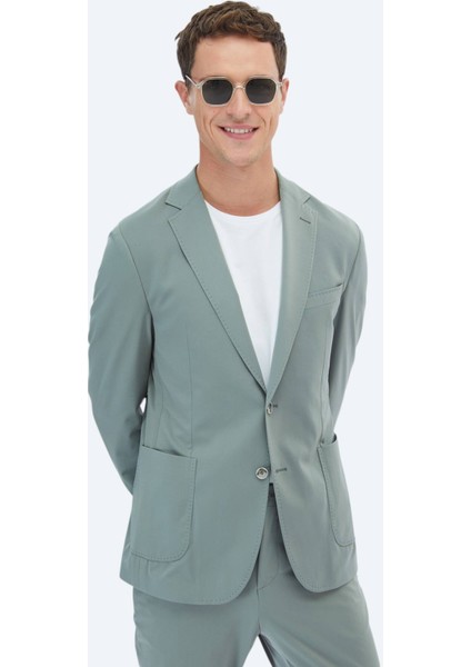 Nil Yeşili Düz Modern Fit Takım Elbise