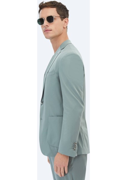 Nil Yeşili Düz Modern Fit Takım Elbise