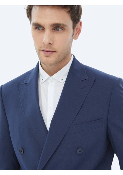Lacivert Mikro Slim Fit Takım Elbise