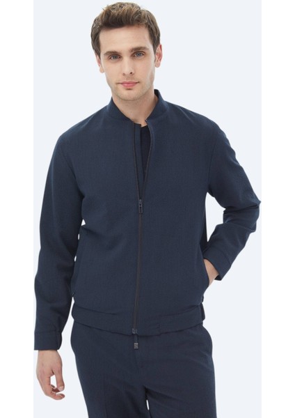 Lacivert Çizgili Oversize Fit Takım Elbise