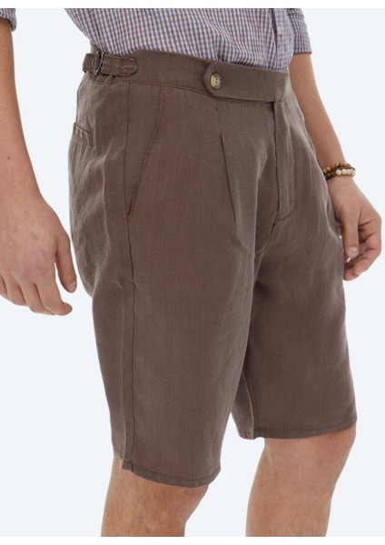 Kahverengi Dokuma Carrot Fit Casual Bermuda modelleri