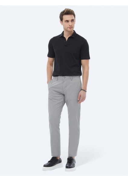 Gri Dokuma Slim Fit Casual Pantolon