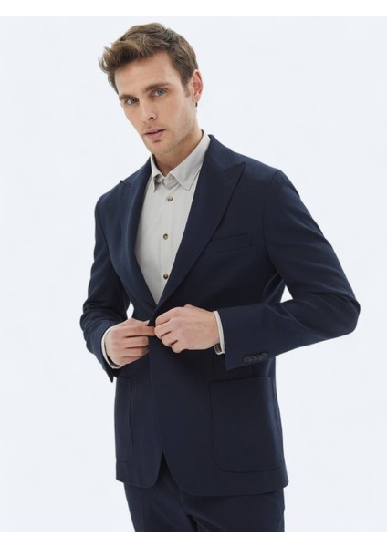 Lacivert Desenli Modern Fit Takım Elbise modelleri