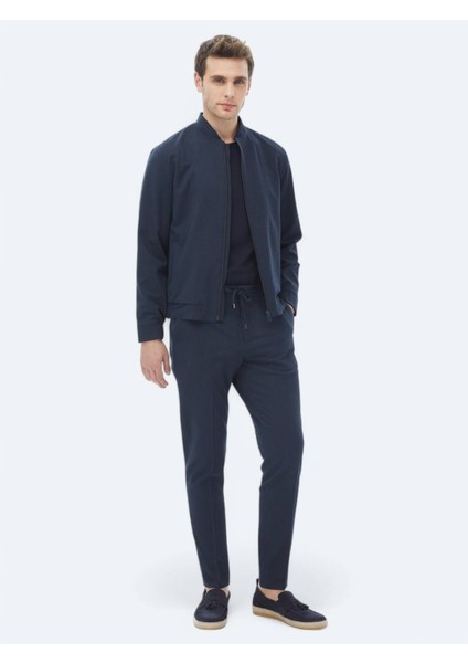 Lacivert Çizgili Oversize Fit Takım Elbise