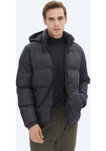 Siyah Regular Fit Casual Dokuma Mont modelleri