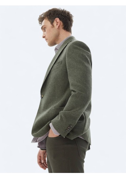 Yeşil Düz Comfort Fit Yün Karışımlı Ceket fırsatları