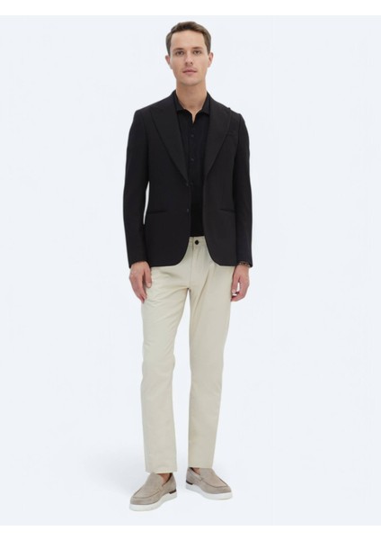 Siyah Düz Slim Fit Ceket