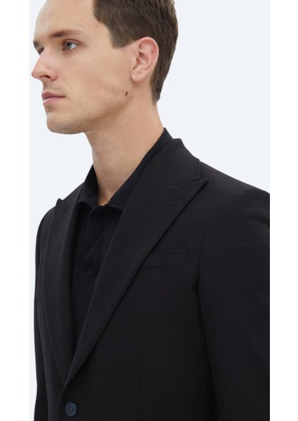 Siyah Düz Slim Fit Ceket