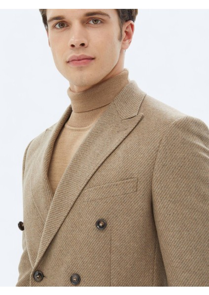 Vizon Desenli Modern Fit Çevre Dostu Yün Karışımlı Ceket fırsatları