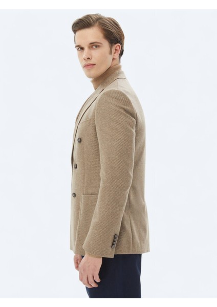 Vizon Desenli Modern Fit Çevre Dostu Yün Karışımlı Ceket indirimleri