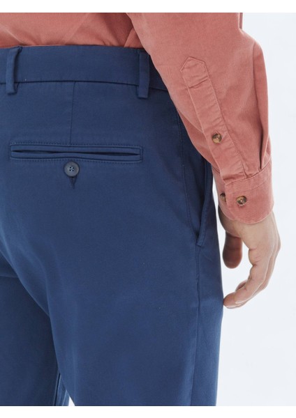 Koyu Mavi Dokuma Regular Fit Casual Pamuk Karışımlı Pantolon fırsatları
