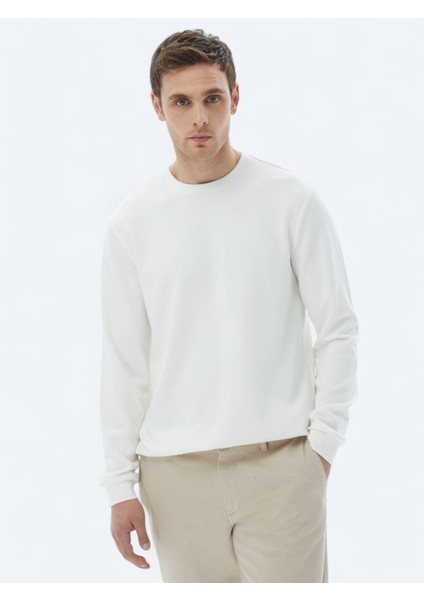 Ekru Bisiklet Yaka Sweatshırt