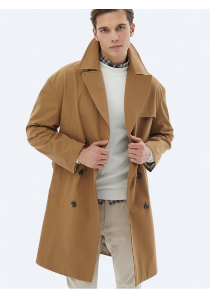 Deve Tüyü Oversize Fit Kruvaze Yaka Casual Dokuma Pardesü modelleri