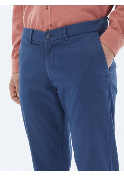 Koyu Mavi Dokuma Regular Fit Casual Pamuk Karışımlı Pantolon modelleri