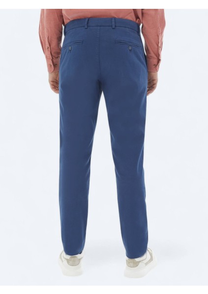 Koyu Mavi Dokuma Regular Fit Casual Pamuk Karışımlı Pantolon indirimleri