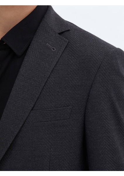 Antrasit Desenli Regular Fit Çevre Dostu Ceket fırsatları