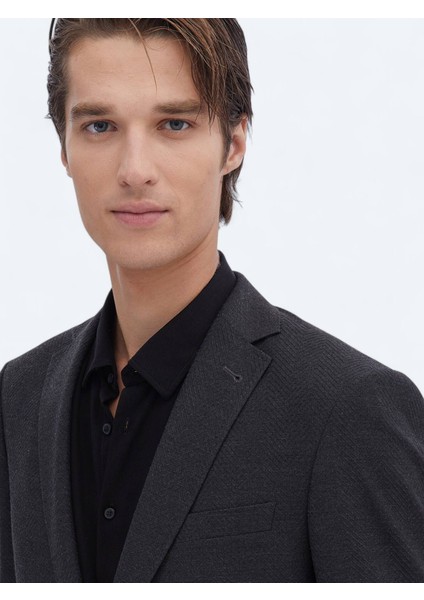 Antrasit Desenli Regular Fit Çevre Dostu Ceket indirimleri