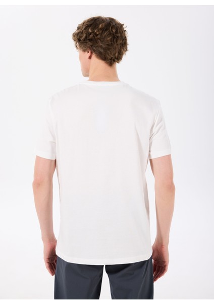 D5SM-TST3802 Beyaz Bisiklet Yaka Relaxed Baskılı Erkek T-Shirt indirimleri