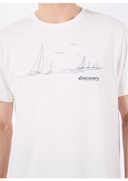 D5SM-TST3802 Beyaz Bisiklet Yaka Relaxed Baskılı Erkek T-Shirt fırsatları