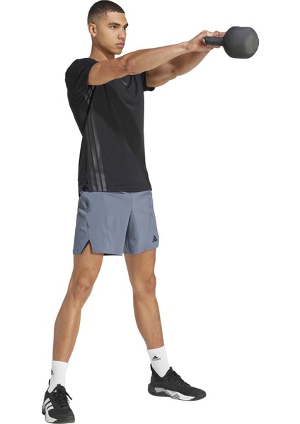 JI8136 D4T Short Gri Lastikli Bel Regular Fit Düz Erkek Şort