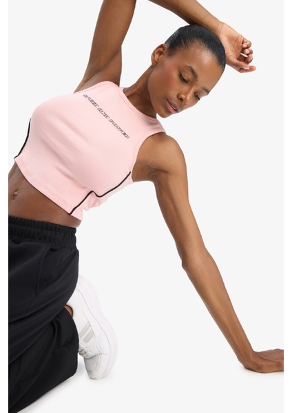 Fit Crop Baskılı Bisiklet Yaka Ribana Sporcu Atlet D9039AX25SP fırsatları