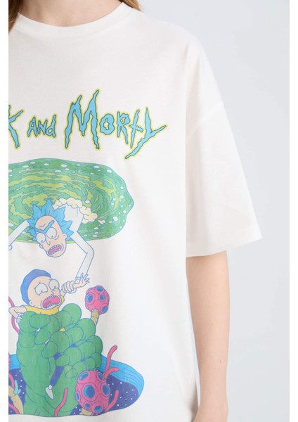 Coool Rick and Morty Oversize Geniş Kalıp Bisiklet Yaka Baskılı Kısa Kollu Tişört D9116AX25SM fırsatları