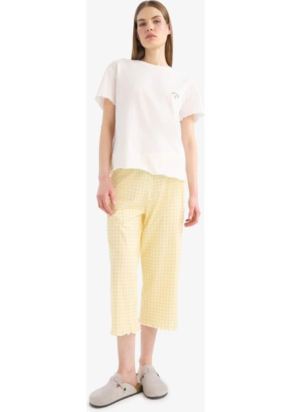 Pijama Takımı Kısa Kollu Üst Esnek Belli Uzun Altı-Fall in Love F1595AX25SM