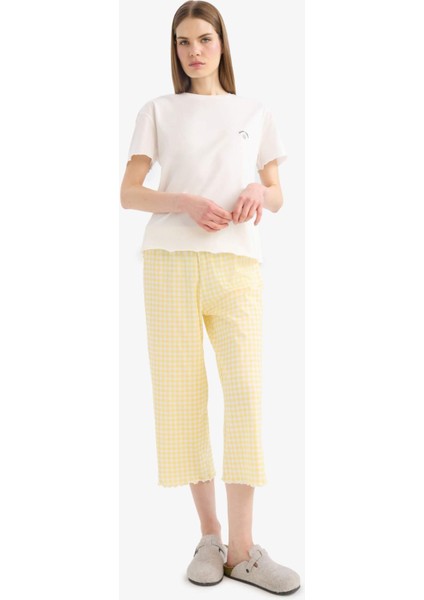 Pijama Takımı Kısa Kollu Üst Esnek Belli Uzun Altı-Fall in Love F1595AX25SM